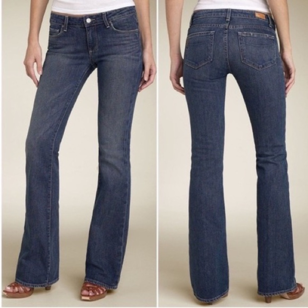Paige dark blue Hollywood hills jeans. Skinny with Classic boot cut